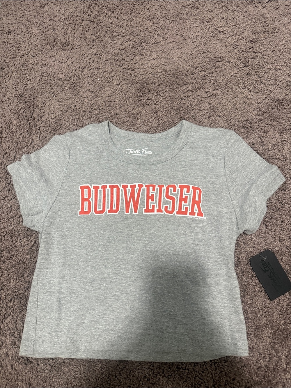 Junk Food Clothing Grey Tee with Red Budweiser Logo